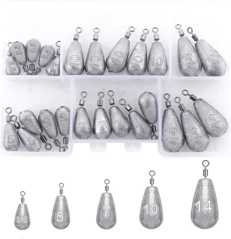 TKHDBF طقم أوزان صيد الأسماك مع دوار لأوزان الصيد في المياه العذبة والمالحة - Image 1